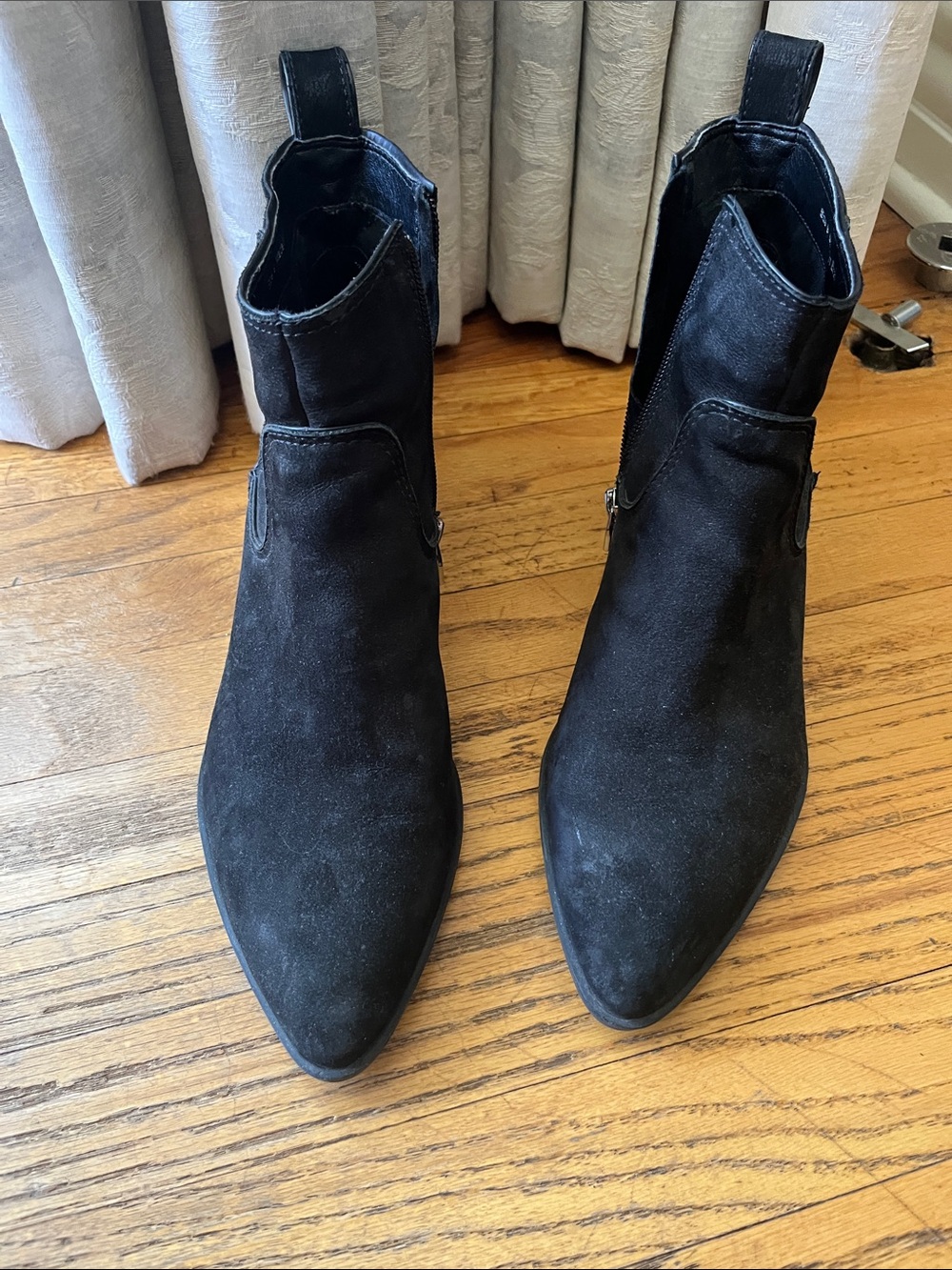 Dolce Vita Black Suede Pointed Toe Heeled Ankle Boots